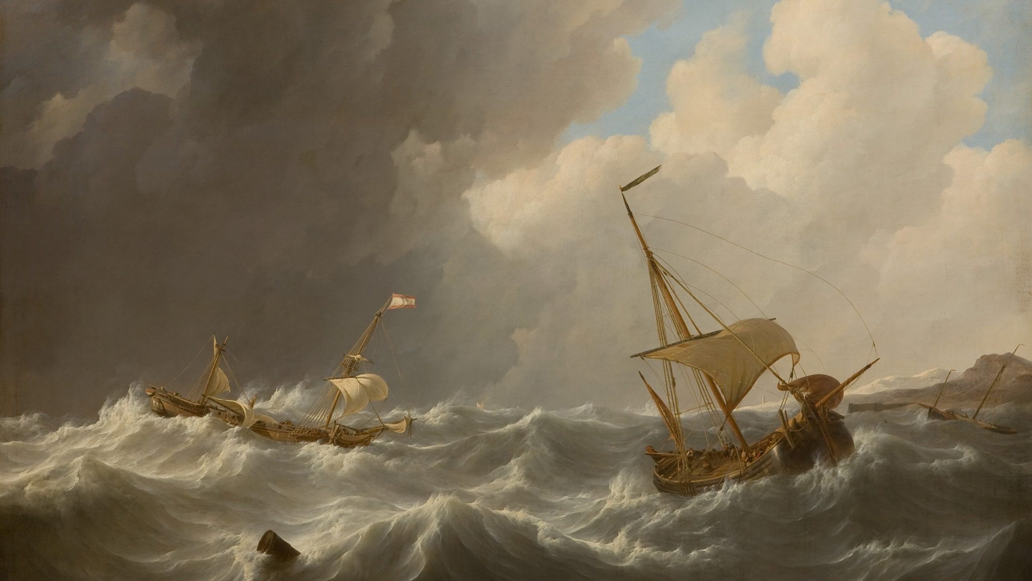 Petrus Johannes Schotel (1808-1865), Storm op de Zuiderzee voor Medemblik, 1840,